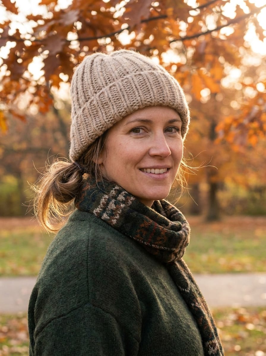 Mützenfreundlicher Low Ponytail - Herbst Frisur